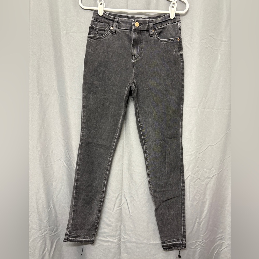 Express Faded Black Mid Rise Skinny Jeans
